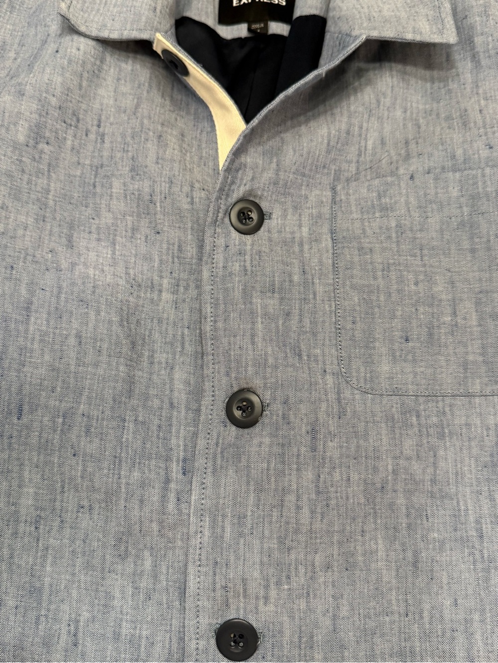Express Light Blue Button-Front Shirt Jacket - Picture 11 of 11